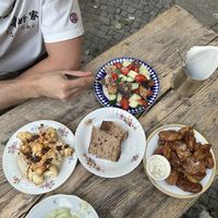 roasted cauliflower, brotsalat, smashed potatoes  at Anitas in Berlin