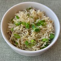 Burnt garlic rice  at Liwan Restaurant in Dubai