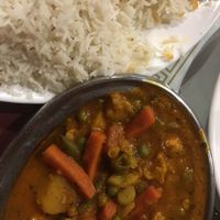 Vegan dish unlimited rice at Sitar Indian Cuisine in Knoxville