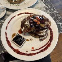 Vegan French toast with berries and banana  at Midnight Espresso in Wellington