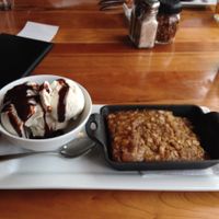 Apple Cobbler with coconut ice cream & chocolate syrup at Picazzo's Healthy Italian Kitchen in Scottsdale