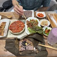 Vegan menu and blueberry smoothie  at Dajeon Cafe in Busan