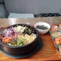 Hot bibimbap. Really good food🩶 at Dajeon Cafe in Busan