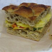 Vegan Bacon Gouda breakfast Sandwich at SIMPLS in Minneapolis