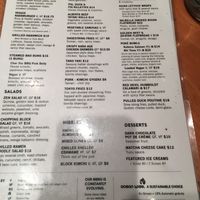 Food menu. at Block Kitchen and Bar in Banff