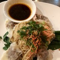 Hong Kong noodles with dumplings  at Vegan Glory in Los Angeles