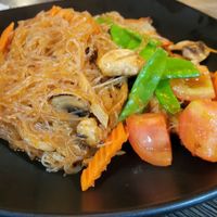 Glass noodle dish w/seitan at Vegan Glory in Los Angeles