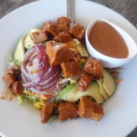 BBQ chicken salad at Vegan Glory in Los Angeles
