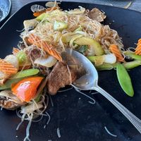 Pad Woon Zen w/Soy Pepper Steak  at Vegan Glory in Los Angeles