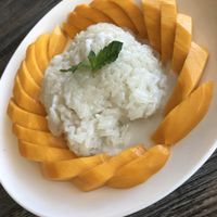 Sweet rice and mango just like Thailand  at Vegan Glory in Los Angeles