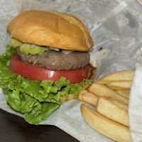 avo burger and small fries  at MOS BURGER Asakusabashi Station Shop in Tokyo
