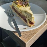 Gluten-free sugar-free pistachio cake at 4 Street Coffee in Budapest