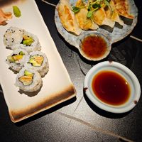 Vegetable gyoza, vegan garden rolls at Edo Asia in Southampton