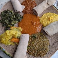 Veggie combo plate at Desta Ethiopian in Dallas