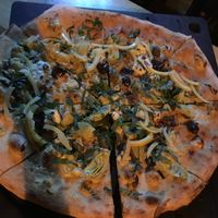 Artichoke pizza at Fort George Brewery in Astoria