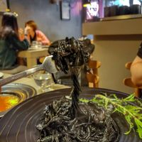Black ink pasta at Soul R. Vegan Cafe in Taipei