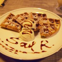 Vegan waffle with ice cream
 at Soul R. Vegan Cafe in Taipei