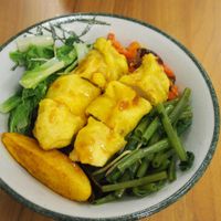 Fried mushroom rice bowl at Taiwan Sù 食在地台灣素食堂 in Taipei