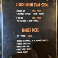 Menu  at Jyoti Restaurant in Bangkok