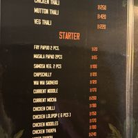 Menu  at Jyoti Restaurant in Bangkok