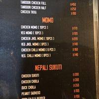 Menu  at Jyoti Restaurant in Bangkok