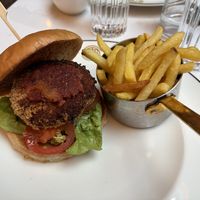 Sweet potato burger with onion spiced bhaji, and spiced chutney    at The Court in Edinburgh