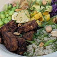 Hawaiian tempeh bowl at Ivy's Secret Garden in Dubai