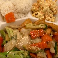 Teriyaki Tofu and Mixed Vegetables at Waikikie Hawaiian BBQ in Atlanta