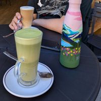 Oat matcha and latte at Kessa Coffee House in Eastbourne