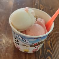 Watermelon, lemon and banana flavored sorbet at Dondurmaci Yasar Usta in Istanbul