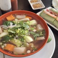 Vegan pho amd fresh rolls at Pho Blue Basil Restaurant in Belleville