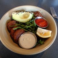 "vegan protein bowl", aka falafels and goodies at Two Birds Eatery in Hamilton