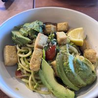 Vegan Pesto Zucchini Noodles (love the tofu)  at Avocado Theory  in Lincolnshire