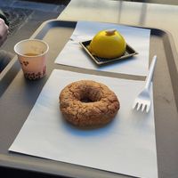 Desserts and coffee for breakfast at Vegan Art in Naples