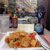 Curry noodles with a view of the East 4th Street  at Saigon Restaurant & Bar | Vietnamese in Cleveland