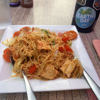Curry Stir Fried Noodles at outdoor table  at Saigon Restaurant & Bar | Vietnamese in Cleveland