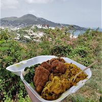The incredible view from their Pilgrim Terrace spot nestled up above.  Enjoy the view and eat at one of their couple picnic tables.   at Love Livin in St Thomas