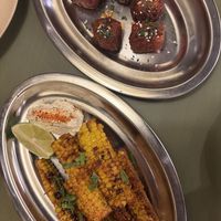 Charred corn and tofu nuggets   at Kind Kitchen in Barcelona