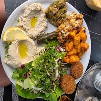Vegetarian plate (actually vegan) at Zain BBQ in Brussels