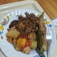 Buffet plate number 1 at Oasis Vegetaurant in Chiang Rai