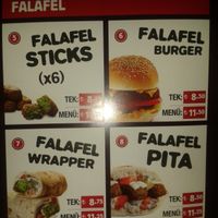 Falafel options and prices at Upper West Side Falafel in Istanbul