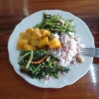 Rice and 3 dishes at Tamachat in Chiang Rai