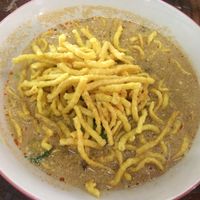 Noodle soup with coconut milk. Very good! at Tamachat in Chiang Rai