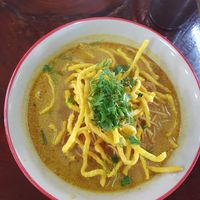 Khao soi for 45 baht at Tamachat in Chiang Rai