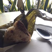 Sticky rice with mushroom, beans and peanuts at Tamachat in Chiang Rai