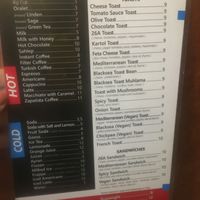 Menu  at Kafe 26A - Beyoglu in Istanbul