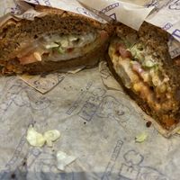 Vegan chicken with Teriyaki, wasabi mayo and vegan cheese   at Ike's in Monterey