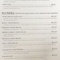 A whole page of Vegetables  at Sirayvah Organic Thai Cuisine in San Carlos