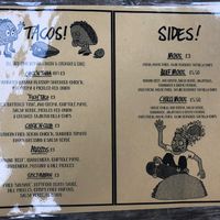 Taco menu (everything vegan)  at The Waiting Room in South East London