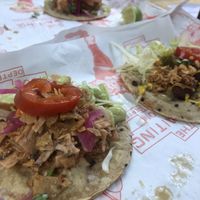 Tacos! These are chicken ones & beef strips with Deptford death sauce. All super tasty!  at The Waiting Room in South East London